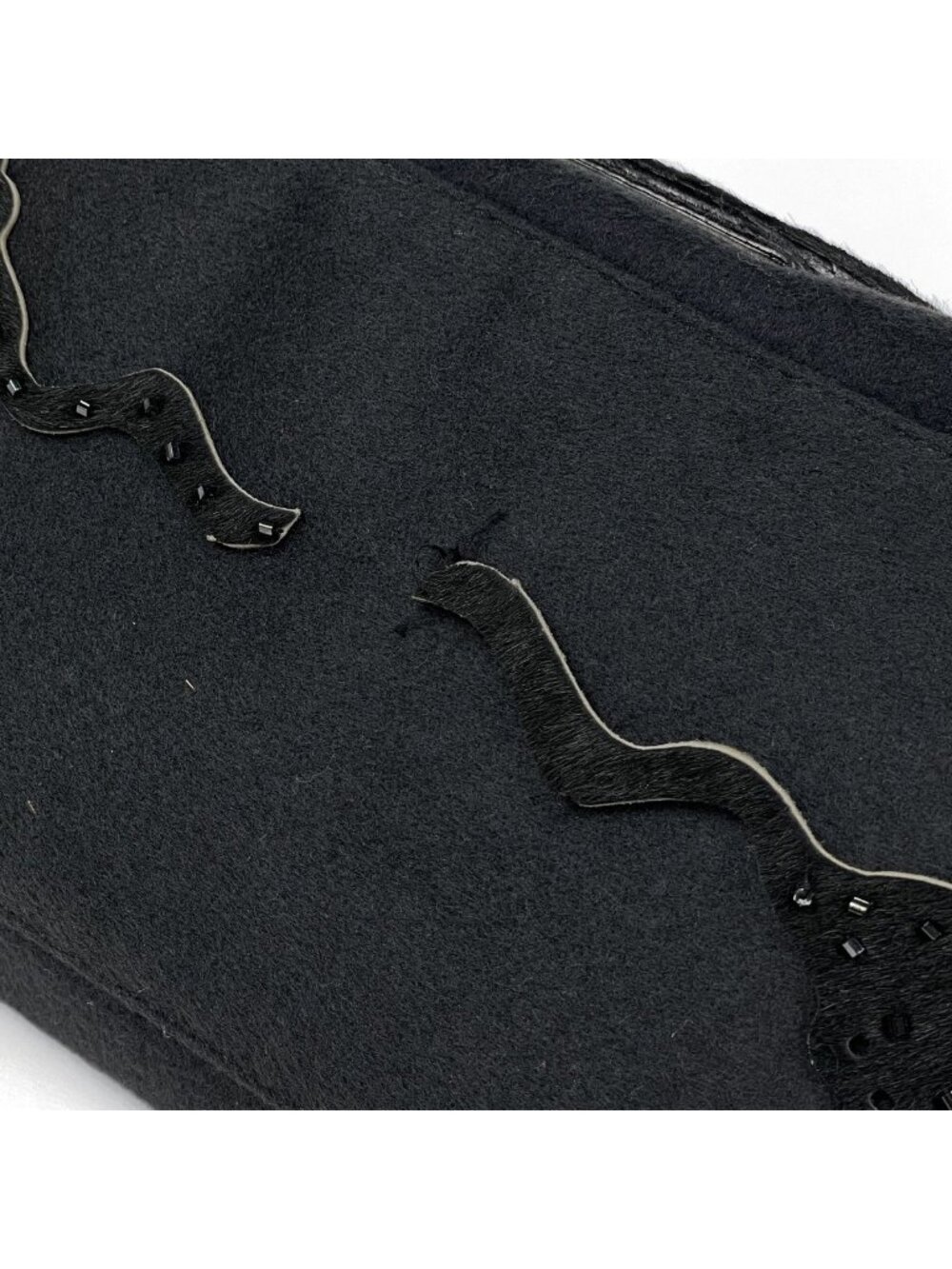 Fendi Zucca Logo Shoulder Bag Mamma Baguette Fabric Black - Picture 5 of 13